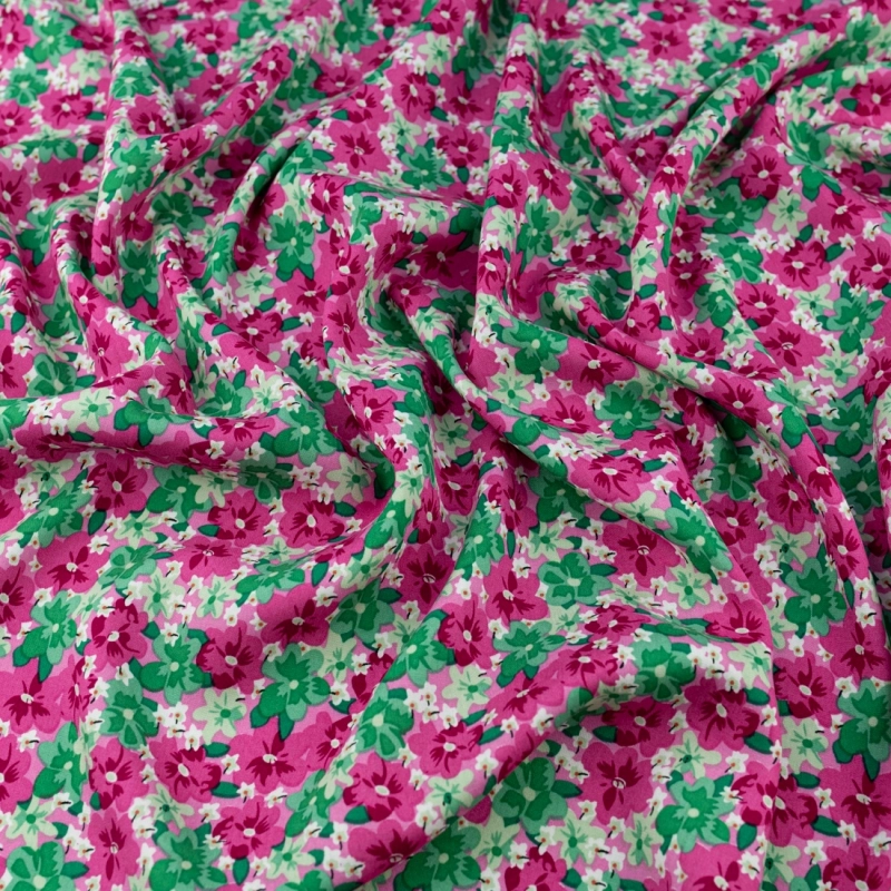 WIS721 | Viskosestoff mit Blumen rosa - 5