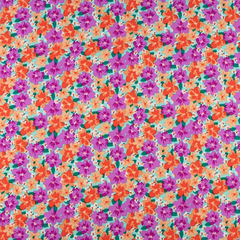 WIS723 | Rosa Viskosestoff mit Blumenmuster - 4