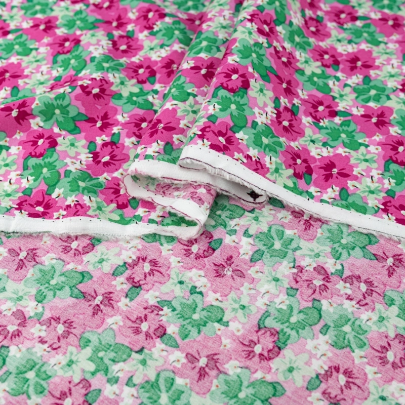WIS721 | Viskosestoff mit Blumen rosa - 6