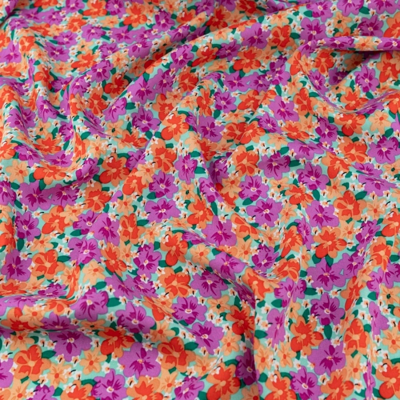 WIS723 | Rosa Viskosestoff mit Blumenmuster - 5