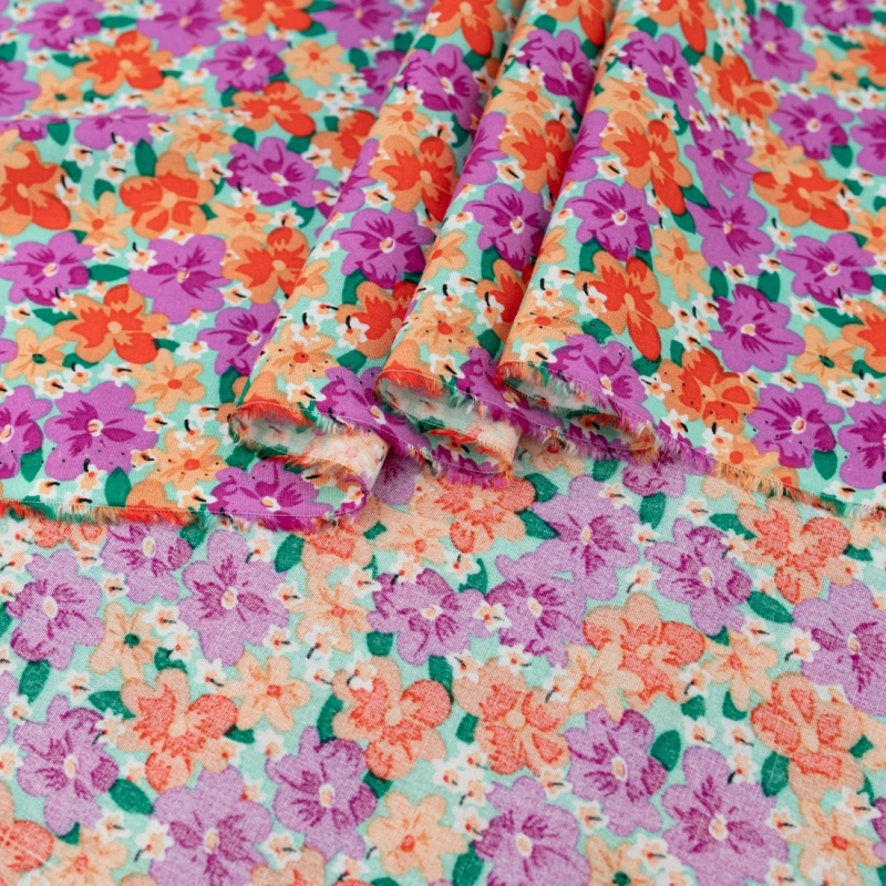 WIS723 | Rosa Viskosestoff mit Blumenmuster - 6