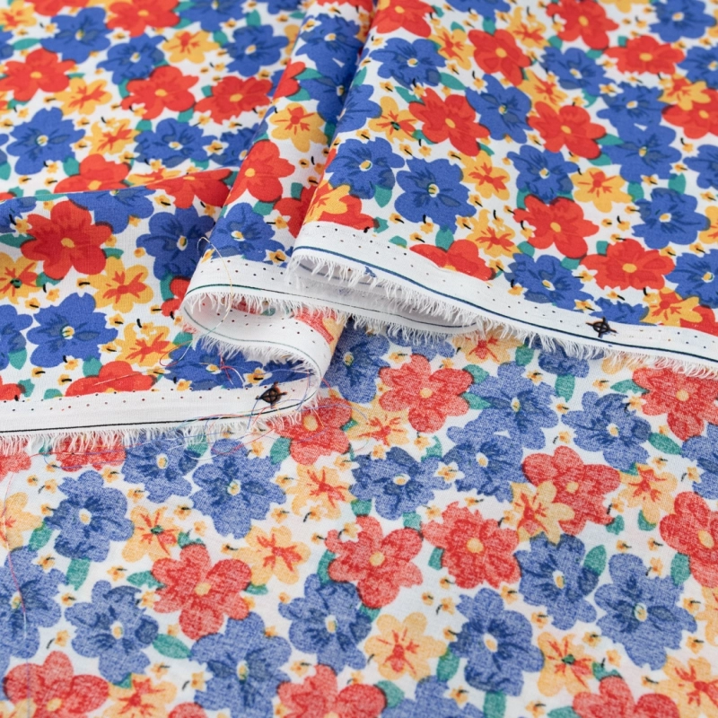 WIS722 | Viskosestoff mit Blumen blau - 6