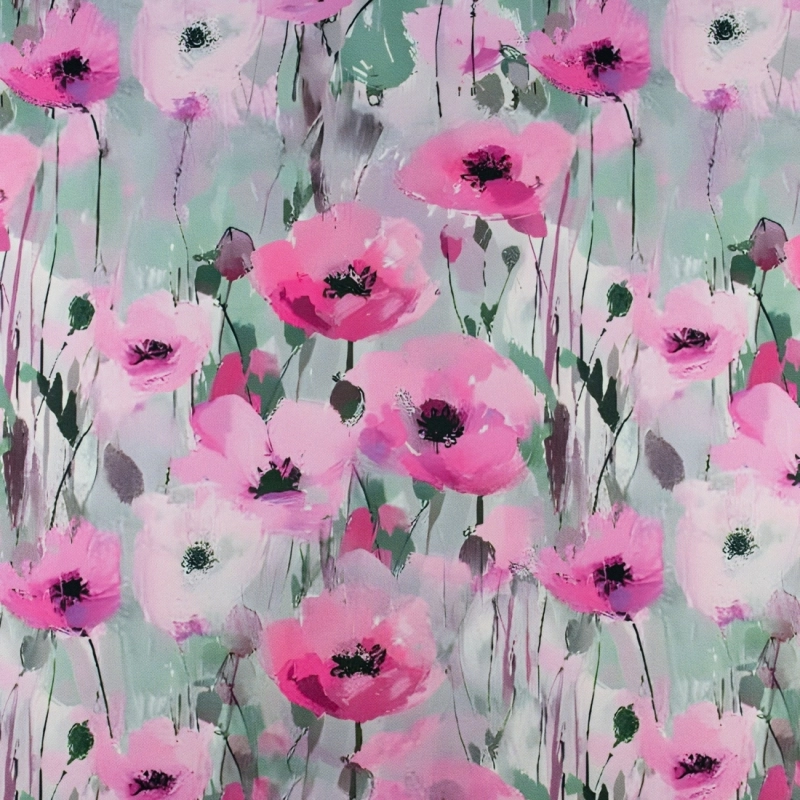 TW.AK554 | Viskose Twillstoff Blumen grau - 3