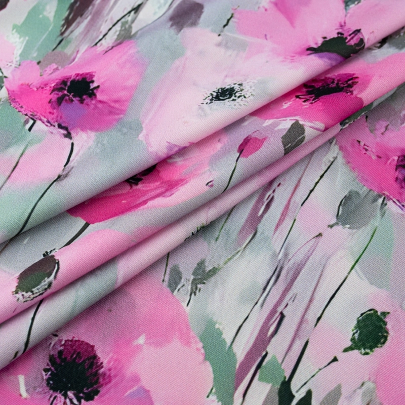 TW.AK554 | Viskose Twillstoff Blumen grau - 4