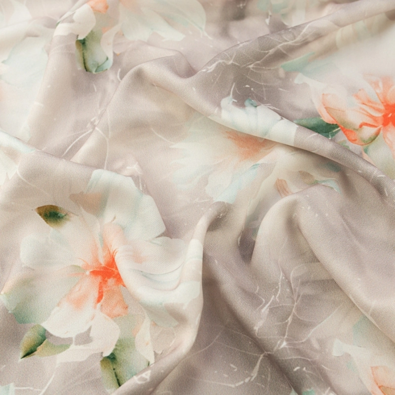 TW.AK585B | Viskose Twillstoff Blumen beige - 4