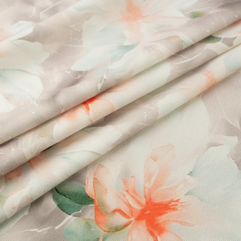 TW.AK585B | Viskose Twillstoff Blumen beige - 5