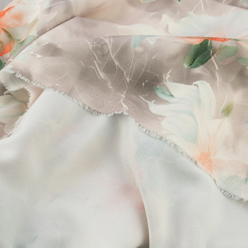 TW.AK585B | Viskose Twillstoff Blumen beige - 6