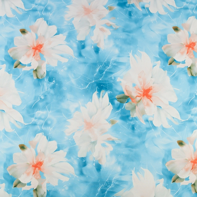 TW.AK585A | Viskose Twillstoff Blumen blau - 3
