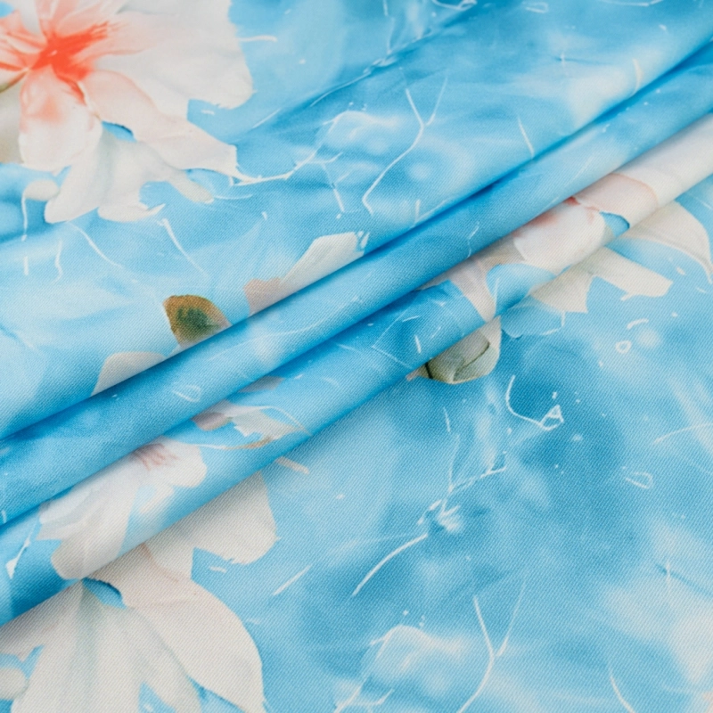 TW.AK585A | Viskose Twillstoff Blumen blau - 4