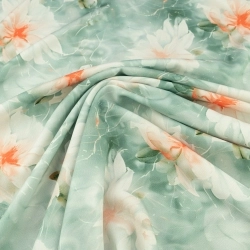 TW.AK585 | Viskose Twillstoff Blumen salbei - 1