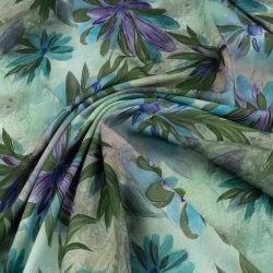TW.AK586.03 | Viskose Twillstoff lila Blumen - 1