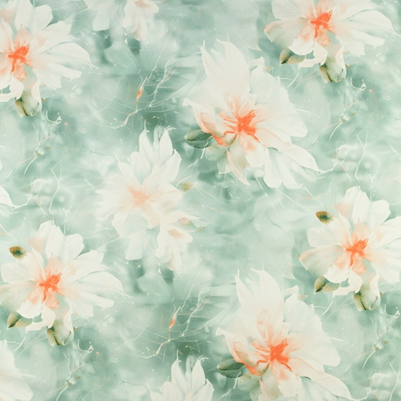 TW.AK585 | Viskose Twillstoff Blumen salbei - 3