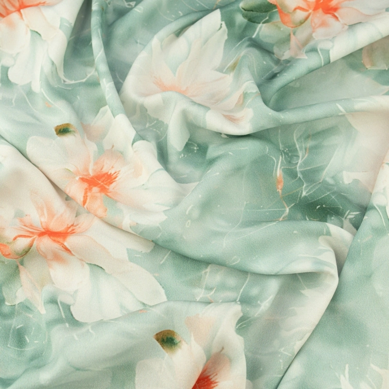 TW.AK585 | Viskose Twillstoff Blumen salbei - 4