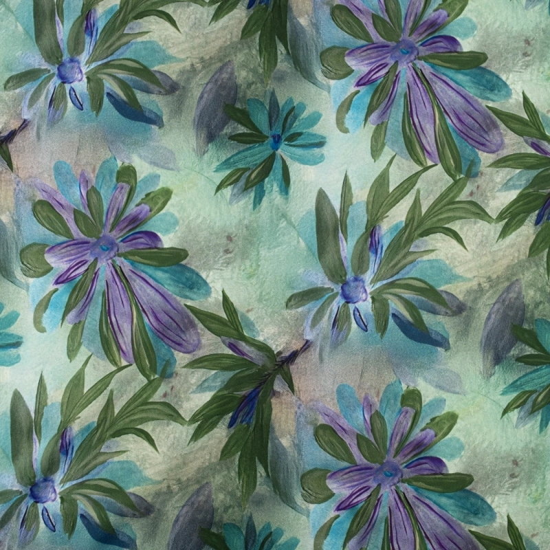 TW.AK586.03 | Viskose Twillstoff lila Blumen - 3