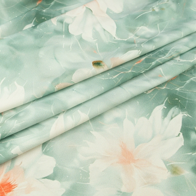 TW.AK585 | Viskose Twillstoff Blumen salbei - 5