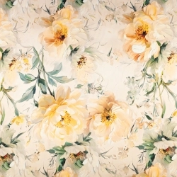 SZJ.WM3760.05 | Seidenchiffon gelbe Blumen beige rosé - 1