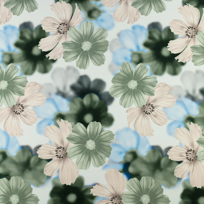 TW.AK556B | Viskose Twillstoff Blumen grün - 3