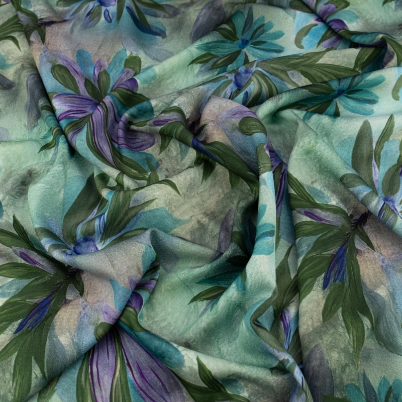 TW.AK586.03 | Viskose Twillstoff lila Blumen - 4