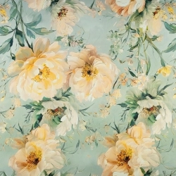 SZJ.WM3760B.05 | Seidenchiffon gelbe Blumen salbei - 1