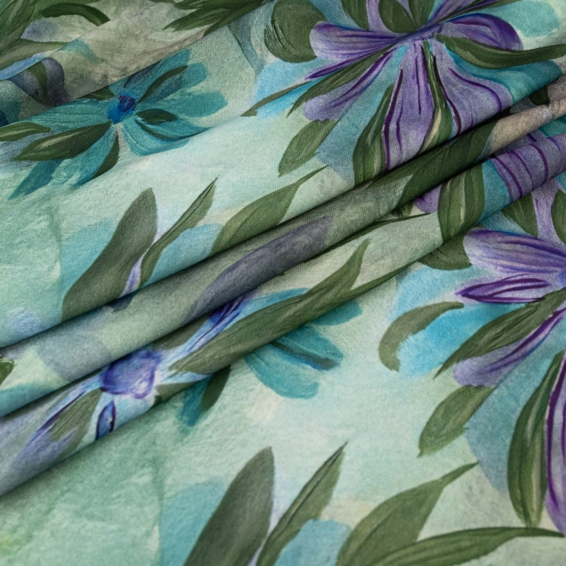 TW.AK586.03 | Viskose Twillstoff lila Blumen - 5