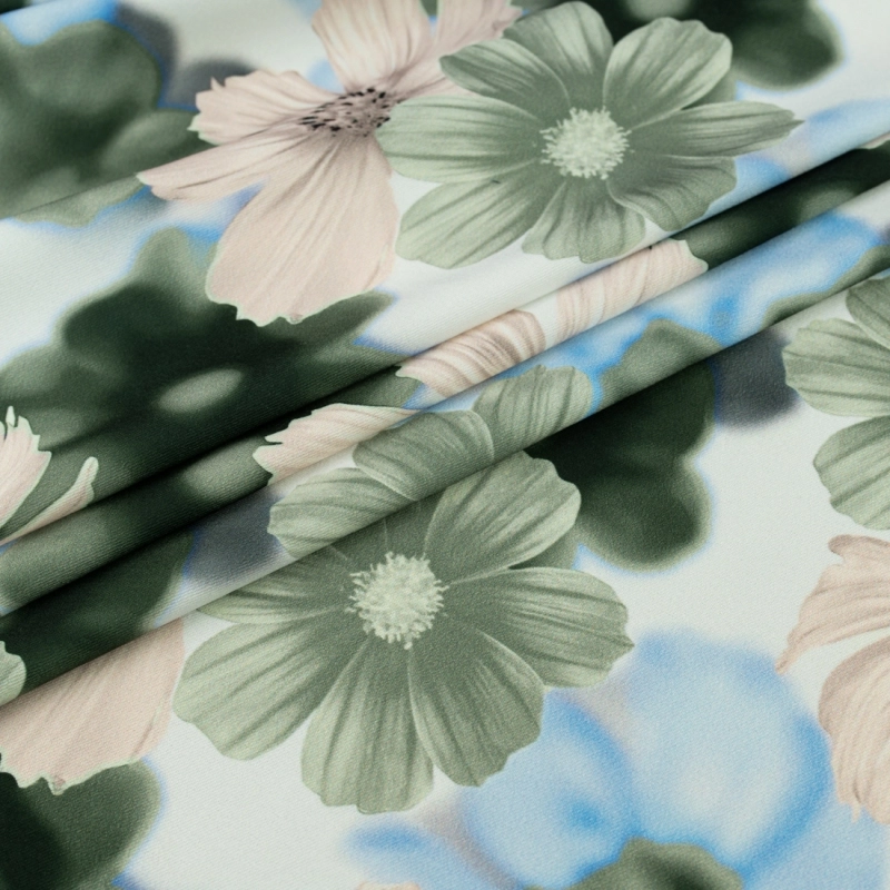 TW.AK556B | Viskose Twillstoff Blumen grün - 5