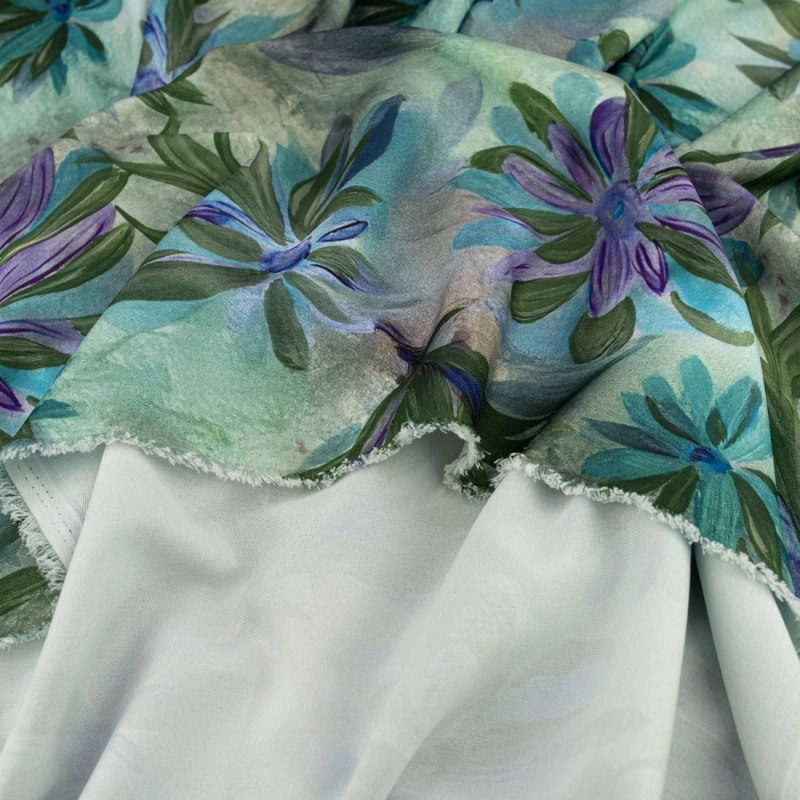 TW.AK586.03 | Viskose Twillstoff lila Blumen - 6