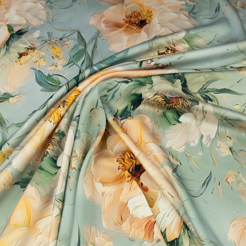 SZJ.WM3760B.05 | Seidenchiffon gelbe Blumen salbei - 3
