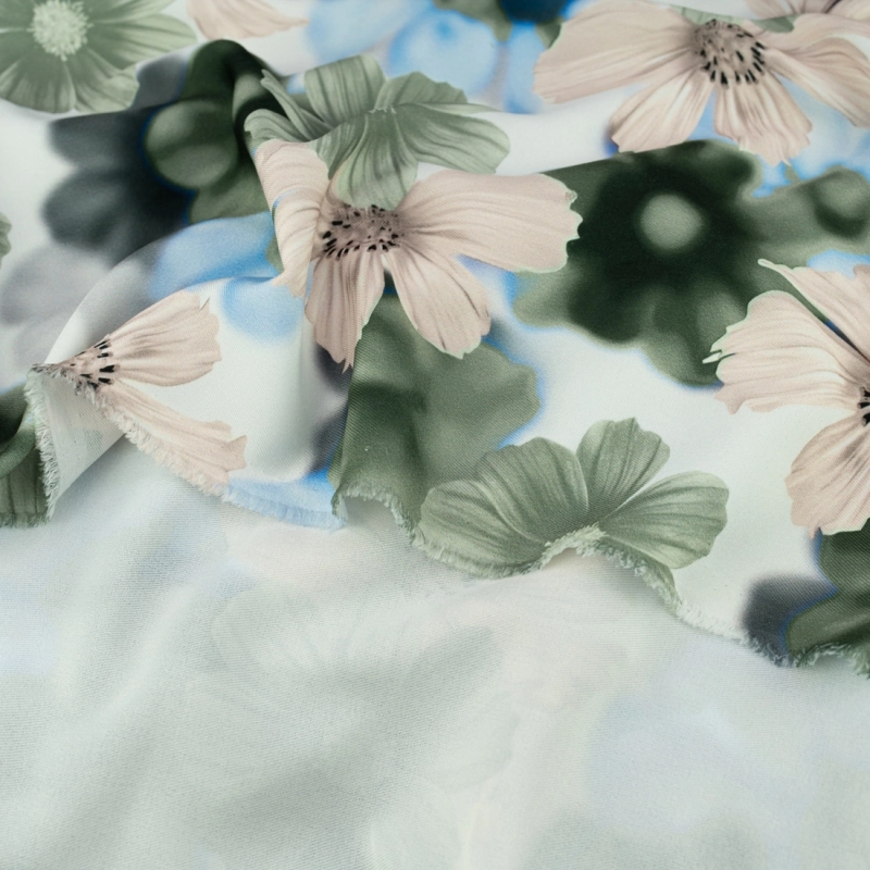 TW.AK556B | Viskose Twillstoff Blumen grün - 6