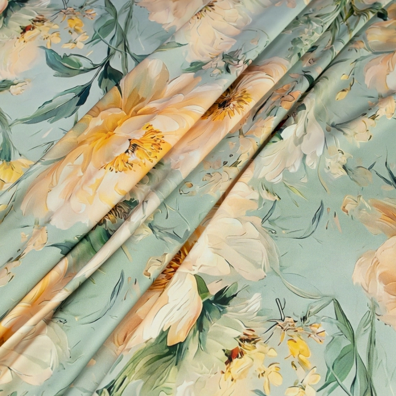 SZJ.WM3760B.05 | Seidenchiffon gelbe Blumen salbei - 4