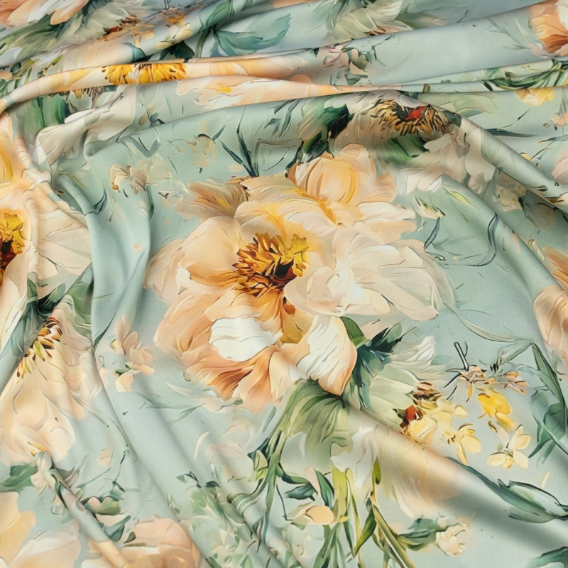 SZJ.WM3760B.05 | Seidenchiffon gelbe Blumen salbei - 6
