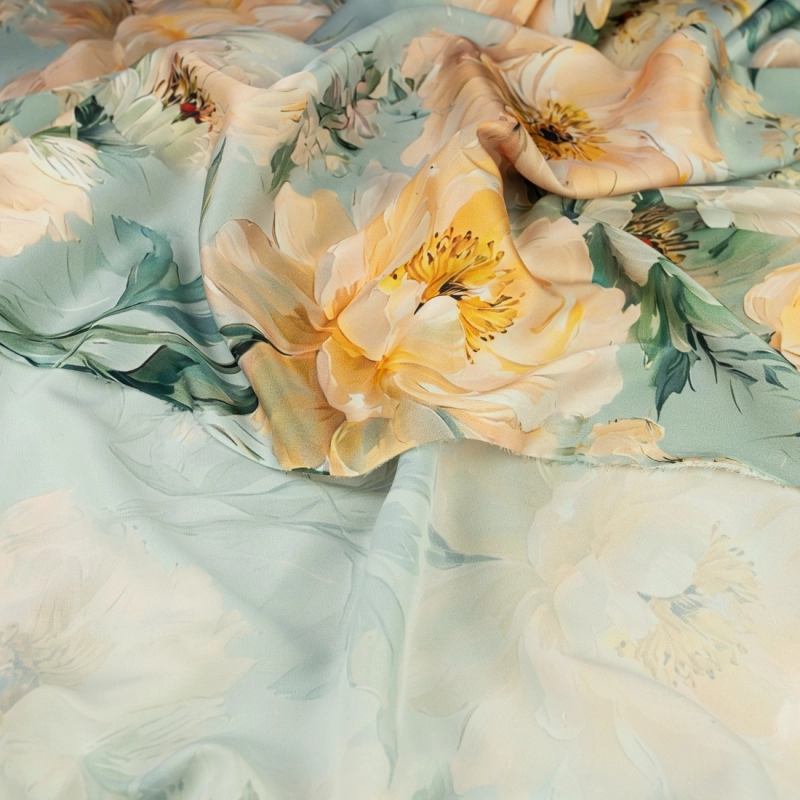 SZJ.WM3760B.05 | Seidenchiffon gelbe Blumen salbei - 7