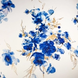 SZJ.WM3442 | Seidenchiffon blaue Blumen weiß - 1