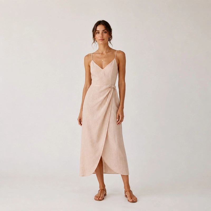 LENG003 | Leinen-Viskose-Stoff Rose Beige - 4