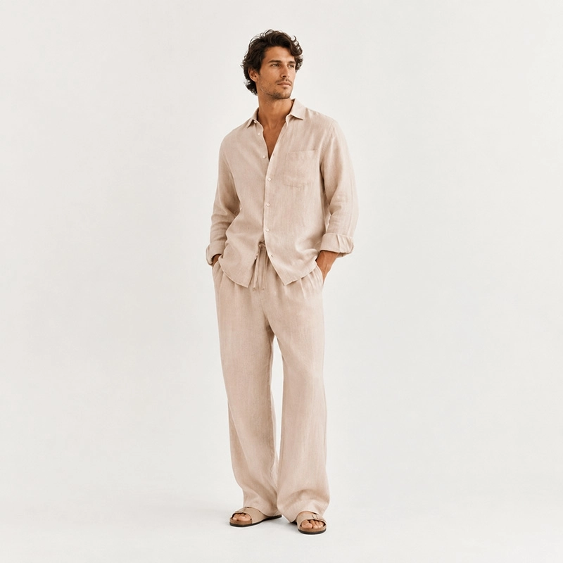 LENG003 | Leinen-Viskose-Stoff Rose Beige - 8