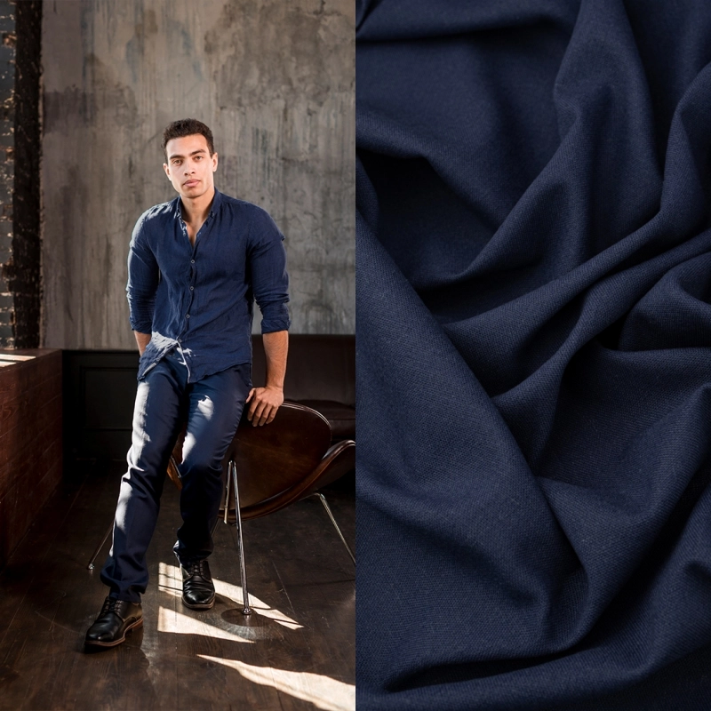 LENG019 | Leinen-Viskose-Stoff Navy - 2