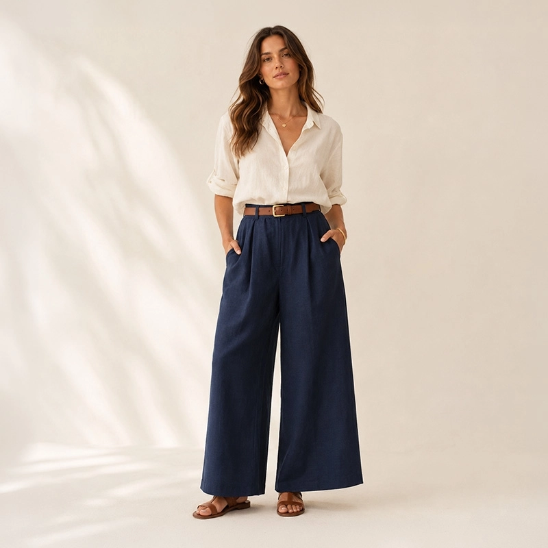 LENG019 | Leinen-Viskose-Stoff Navy - 4