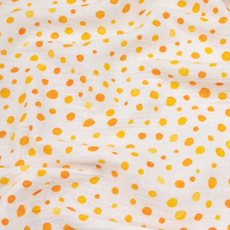 MUS15772/051 | Baumwoll Musselin orange Tupfen creme - 2