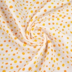 MUS15772/051 | Baumwoll Musselin orange Tupfen creme - 1