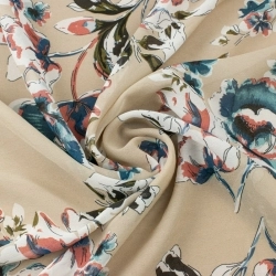 Chiffon Blumen beige