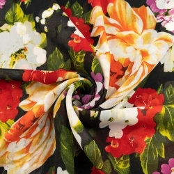 Chiffon bunte Blumen schwarz