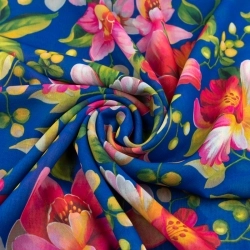 Chiffon Blumen blau