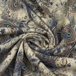 Viskosestoff Paisley stahlblau