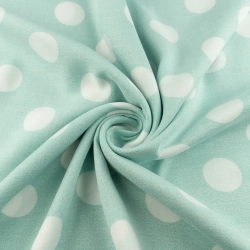 WIS341 | Viskosekrepp weiße Punkte türkis - 1