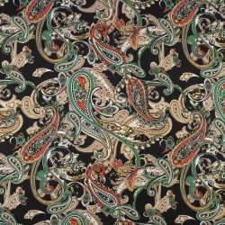 Viskosestoff Paisley schwarz