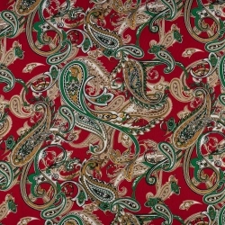 Viskosestoff Paisley dunkelrot