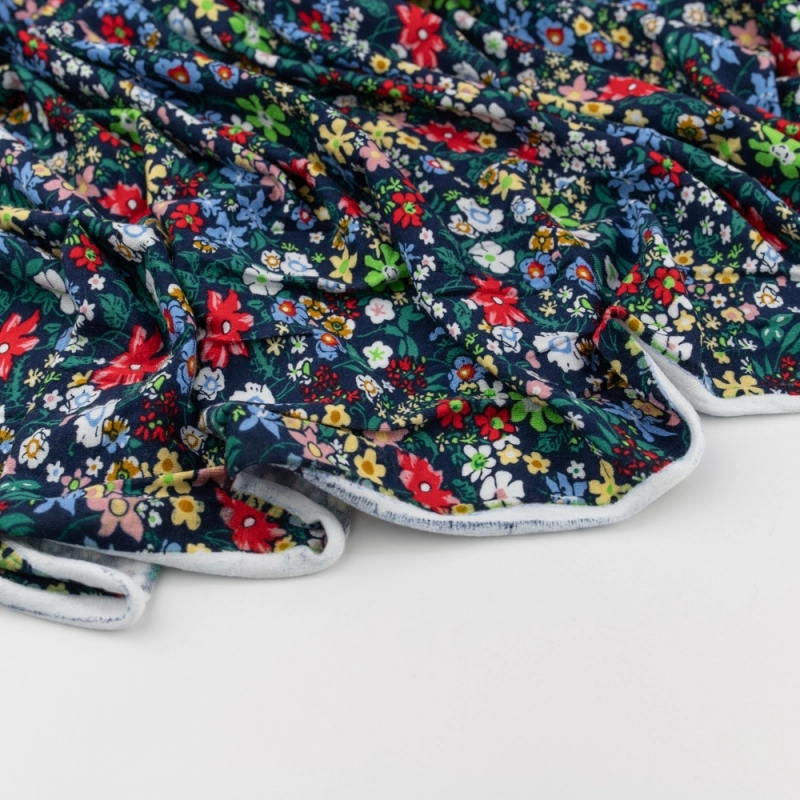 DWI100.370 | Viskose-Strickstoff bunte Blumenwiese in dunkelblau - 4