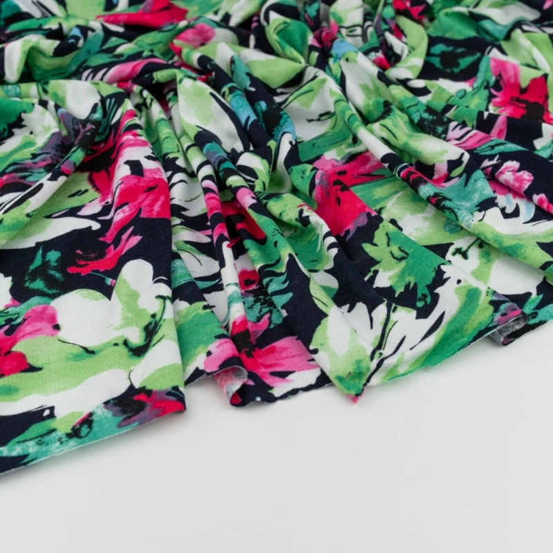 DWI100.373 | Viskose-Strickstoff Blumen grün - 3