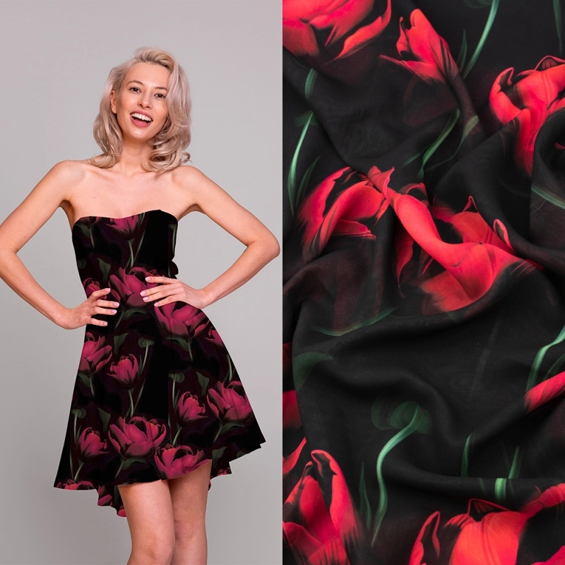 Chiffon rote Tulpen schwarz - 2