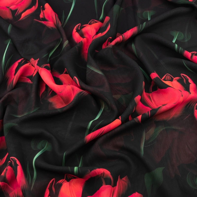 Chiffon rote Tulpen schwarz - 4