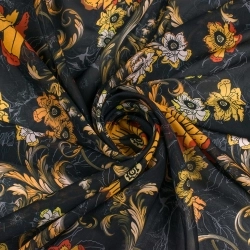 Chiffon gelbe Blumen schwarz